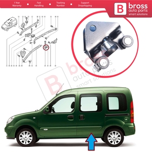 Guía inferior del rodillo de la puerta corredera izquierda BDP1753 sin soporte para Kangoo MK1 KC FC Kubistar X76 8200208767 - Product Image 5