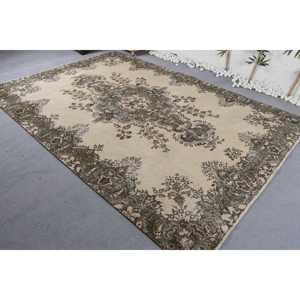 พรมตุรกีวินเทจ ขนาด 6.3x9.3 ฟุต (192x283 ซม.) ลายตารางสีเบจ - Product Image 4