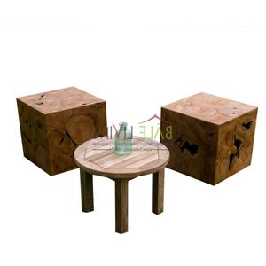 Muebles de mesa de cubo de madera de teca de alta calidad Diseño minimalista para uso en exteriores o interiores con buena calidad - Product Image 3