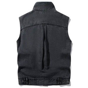 Gilet pour hommes Fourniture directe d'usine de votre propre logo pour hommes Gilet en jean respirant grande taille couleur unie prix raisonnable gilet en jean pour hommes - Product Image 2