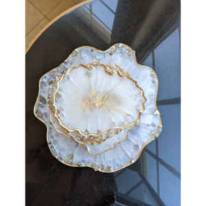 Ensemble de 2 sous-verre à thé en forme de fleur Tapis de table et sous-verre en acrylique transparent de grande qualité - Product Image 1