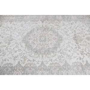 พรมวินเทจตุรกีขนาด 5.7x8.7 ฟุต พรมขนาดใหญ่ พรมขนสัตว์สีเทาขาวสไตล์ตะวันตกเฉียงใต้ - Product Image 5