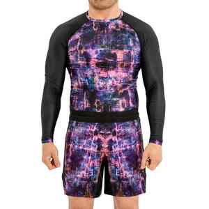 Ensemble short et spats MMA pour homme Rashguard de Jiu Jitsu brésilien avec logo extensible pour grappling BJJ Boxing - Product Image 1