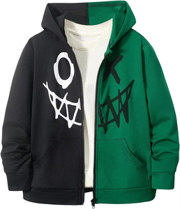 2025 haut garçons hauts pullover sweat à capuche zippé graphique à manches longues goutte épaule-printemps/automne hauts polaire Polyester OEM Sublimation - Product Image 1