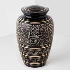 Urna de cremación de latón platino negro profundo y dorado para cenizas humanas adultas grandes urnas conmemorativas funerarias hechas a mano urna de latón - Product Image 5