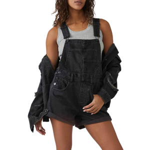 Mono vaquero ajustado de cintura alta para mujer, mono informal de verano con estampado, decoración de bolsillo, peto de lavado oscuro - Product Image 6