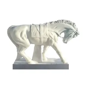 Patung dan ukiran batu, patung kuda besar hewan, patung kuda marmer putih, ukuran hidup patung kuda berdiri