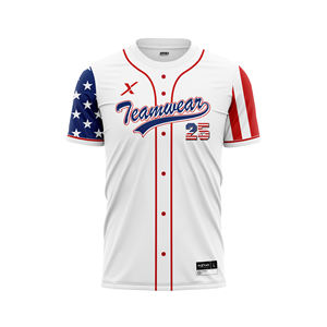 Jersey de Béisbol Personalizable con Estampado de la Bandera de EE. UU., Estilo Pullover, Sin Costuras, Transpirable, Elástico en Cuatro Direcciones, Diseño que Absorbe el Sudor - Product Image 1