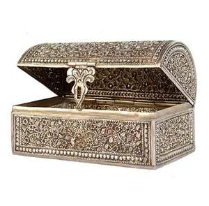 Organizadores de joyas de metal, organizador de tendencias, caja de almacenamiento, Cofre del Tesoro, caja decorativa de joyería, plata antigua, establecimiento de tendencias - Product Image 3