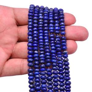 Cuentas de piedras preciosas de lapislázuli natural liso Rondelle 5-7mm cuentas de piedra de lapislázuli azul para joyería collar Fabricación de pulseras a granel - Product Image 4