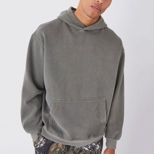 Sweats à capuche délavés pour hommes coupe boxe Streetwear pull en coton lourd sweats à capuche vintage en détresse pour hommes - Product Image 1