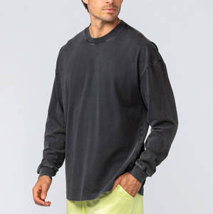 Camisetas Extra Grandes de Alta Calidad para Hombre, Logotipo Personalizado, 100% Algodón, Manga Larga Sólida, Ligera, Camiseta Extra Grande de Manga Larga - Product Image 5