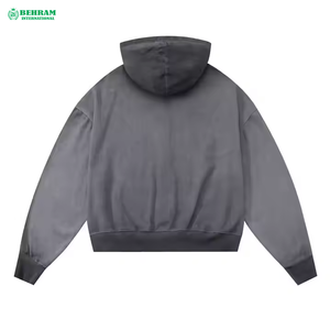 Top vente entièrement personnalisé plaine sweat à capuche zippé en détresse soleil délavé coton français éponge fermeture éclair sweats à capuche et sweat-shirts - Product Image 6