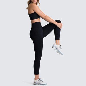 Ensemble de yoga écologique de haute qualité motif solide 1 pièce avec fermeture à la taille élastique vêtements de fitness en gros - Product Image 3
