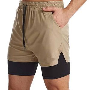 <b>Men's</b> 2 in 1 Running <b>Shorts</b>, Quick Dry Workout <b>Shorts</b> with Liner, Athletic <b>Shorts</b> with Zip Pockets and <b>Towel</b> Loop <b>Short</b> - Product Image 1