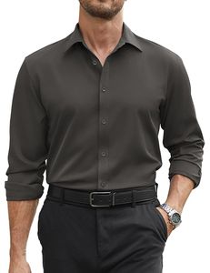Camisa Formal de Manga Larga con Cuello, 100% Algodón, Camisas de Vestir para Hombre, Manga Larga para Hombre, Uniforme de Trabajo de Calidad - Product Image 1