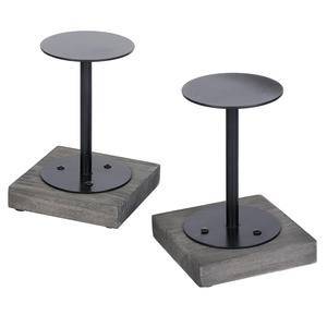 Bougeoir décoratif d'éclairage Design élégant Base en bois noire Bougeoir en métal Bougeoir votif Décoration de table - Product Image 4