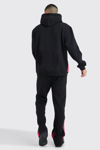 Custom Unisex Fleece Lined Pullover Hooded Tracksuit Set Flare Pants Screen Printed Graphic Design Acid Wash Finish 100% Cotton - Product Image 5