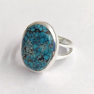 <b>Turquoise</b> <b>Ring</b> (4.3 Grams) Fashionable 18K Rose Gold & Rhodium Plated Princess Cut Bezel Setting Gift - Product Image 1