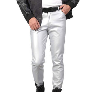 2024 hommes tendance mode jambe large pantalon en cuir couleur unie personnalisable haute toile haut fabricant élégant nouveau - Product Image 4