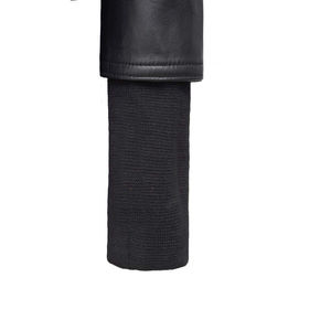 Veste en jean en cuir d'agneau véritable pour homme, nouvelle mode, col montant, style motard, à capuche, motif lettres, style urbain, hiver 2025 - Product Image 4