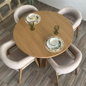 Modern Upholstered Hotel <b>Chair</b> Wooden Leg Side <b>Chair</b> Round <b>Table</b> Seating for <b>Cafe</b> Restaurant Dining Room - Product Image 4