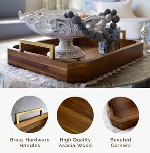 Plateau décoratif en bois de Noël de vente chaude avec la poignée en laiton pour l'usage dans les restaurants dans la conception unique - Product Image 4