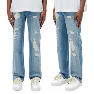 กางเกงยีนส์ฮิปฮอปขาตรงแบบวินเทจสำหรับผู้ชายกางเกงยีนส์ยืดได้ผ้าสวมใส่สบายมีสไตล์ - Product Image 2