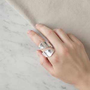 Modern <b>Brass</b> Minimalist <b>Ring</b> with Textured Hammered Finish - Product Image 1