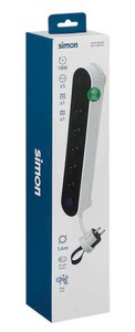 Multipresa con cavo e interruttore, 5 prese USB e USB-C, bianco (Simon BM716501) - Product Image 1