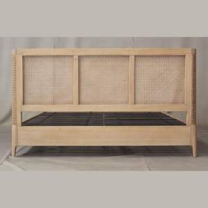 Bedstead Bella คอลเลคชั่นเฟอร์นิเจอร์ห้องนอนโรงแรมหรูหราขนาด180ซม. ทำจากไม้มะฮอกกานีและหวายทอ - Product Image 2