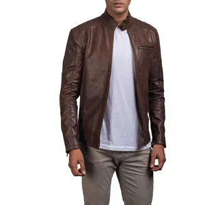 Wholesale Custom Manufacturer Best Design High Quality Men's Casual Fashion Jacket with Genuine Leather with Cool Design