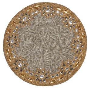 Exclusive <b>Beaded</b> <b>Placemats</b> For Stylish Table Setting Soft Fabric Seed Beads Embroidery Dining <b>Placemats</b> - Product Image 1