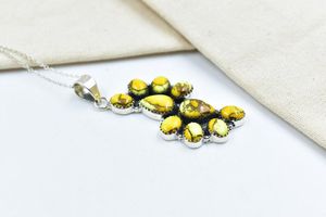 Pendentif en argent sterling turquoise Dahlia miel fait à la main avec chaîne réglable de 18 pouces cadeau de bijoux unique - Product Image 3