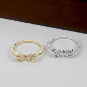 แหวนแฟชั่นแบบกำหนดเองโบว์ผูกออกแบบได้ครึ่งนิรันดร์วง10K แข็งทองแล็บแข็งริบบิ้นเพชรสำหรับการปลูกแหวนหมั้นใส่ในชีวิตประจำวันของขวัญ - Product Image 2