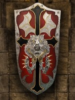 Ensemble de samouraï Viking médiéval Bouclier facial Lion Vintage Guerrier Trident Bouclier Arme Prop pour l'utilisation du jeu Anime