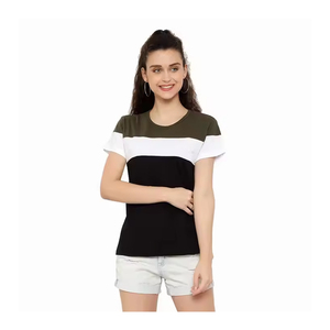 เสื้อยืดคอกลมของผู้หญิงทันสมัยสวมใส่สบายทุกวันสำหรับนอกสถานที่สบายๆพอดีตัวนุ่มระบายอากาศสีพื้นเป็นมิตรกับสิ่งแวดล้อม - Product Image 1