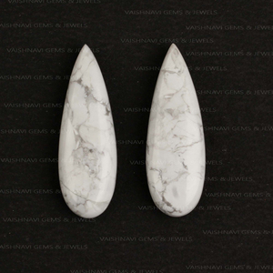 อัญมณีฮาวไลท์สีขาวธรรมชาติขนาด10X30มม. อัญมณีทรงหลวมปรับเทียบได้สำหรับทำเครื่องประดับลูกปัดฮาวไลท์ - Product Image 3