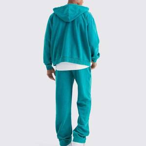 OEM personnalisé 420 Gsm fermeture éclair sweats à capuche et pantalons de survêtement surdimensionné ample Streetwear fabricant de survêtements hommes et femmes costume de sport - Product Image 2