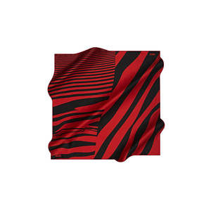 Vintage Designer Silk Square <b>Scarf</b> <b>Red</b> and Black Striped Digital Print for Spring Summer - Product Image 1