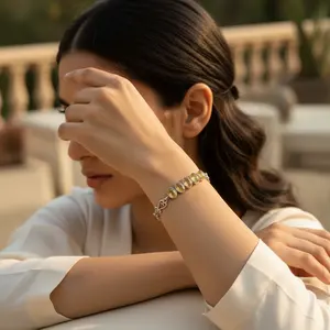 Pulsera de Tenis de Plata 925 para Mujer con Piedras Preciosas Amarillas, Chapado en Oro de 14K y Rodio, Diseño Floral, Elegante Joya de Regalo - Product Image 2