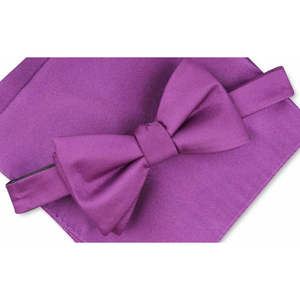Alfani Men's Pre-Tied Bow <b>Tie</b> & Pocket Square Set Solid Textured Purple Regular Size Fashion & Casual Style Made of <b>Polyester</b> - Product Image 2