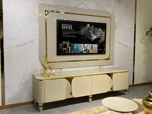 Juego de Sofás Modernos de Lujo para Sala de Estar, Sillones Tapizados en Terciopelo, Sillones Curvos, Decoración de Pared con Aspecto de Mármol - Product Image 6