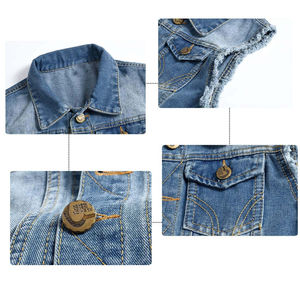 เสื้อกั๊กยีนส์แขนกุดมีซิปสำหรับผู้ชายเสื้อแจ็กเก็ตระบายอากาศได้ดีมีไส้ผ้าฝ้าย - Product Image 3