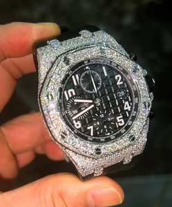 Reloj Cronógrafo de Lujo para Hombre, Medio Esmerilado, Negro, con Movimiento MIYOTA, Acero Inoxidable, Diamantes Moissanite, Cristal, Edición Limitada, Diseño Único - Product Image 2