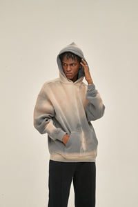 2025 personalizado Vintage francés Terry de gran tamaño 100% algodón pesado invierno hombres ecológico sol desvanecido 500 Gsm lavado con ácido en blanco - Product Image 5