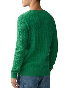 Pull-over court surdimensionné pour homme, tricoté à la main sur mesure, en coton/laine, respirant, anti-plis, à manches longues, épais - Product Image 3