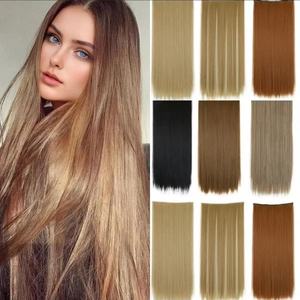 Extensiones de Cabello Sintético Liso con Clip, Postizo Completo para Cabeza, Fibra Resistente al Calor para Mujeres - Product Image 1