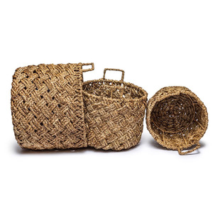Lot de 3 paniers écologiques en jacinthe d'eau style bohème, organisateur de vêtements multifonctionnel, personnalisable, OEM, rectangulaire - Product Image 2