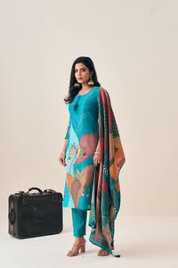 Nouveau 2024 dernière tenue à feuilles persistantes meilleur pantalon Kurti en soie de tissu de Viscose pure et Dupatta avec travail à la main lourd femme exportateur de mode - Product Image 2